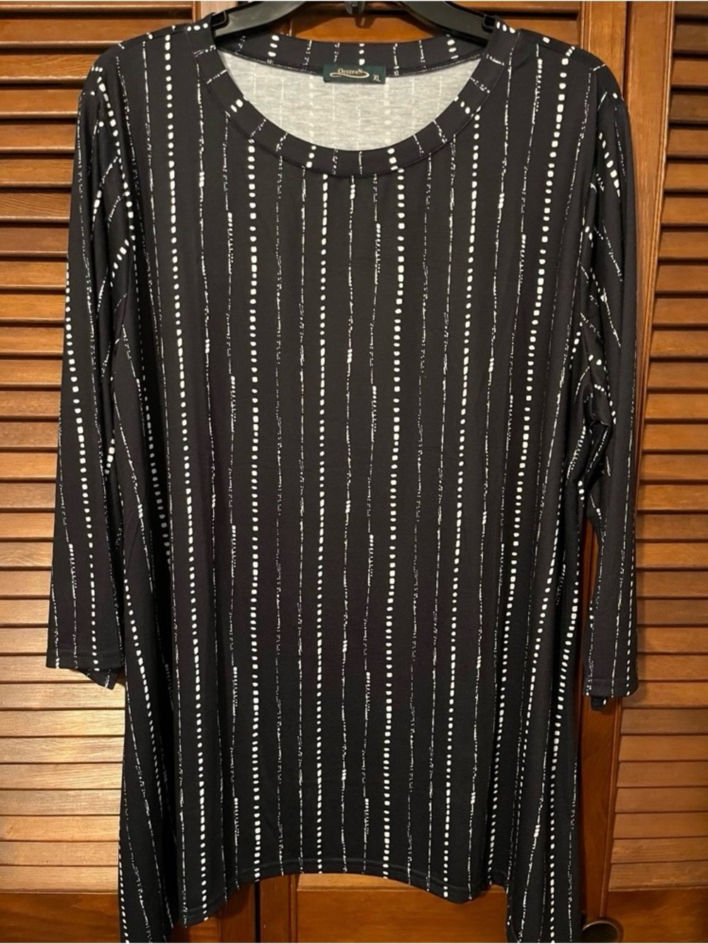 Ofeefan Black Long-Sleeve Stripe Dot Print Top